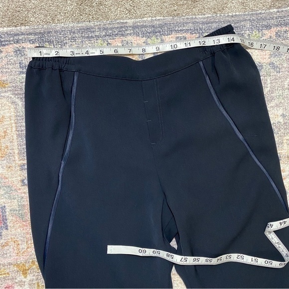 Vince‎ Medium Navy Blue Pull On Satin Troused Piped Wrap Seams Career - Picture 9 of 11